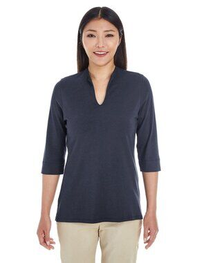 Devon & Jones Ladies' Perfect Fit Tailored Open Neckline Navy Top